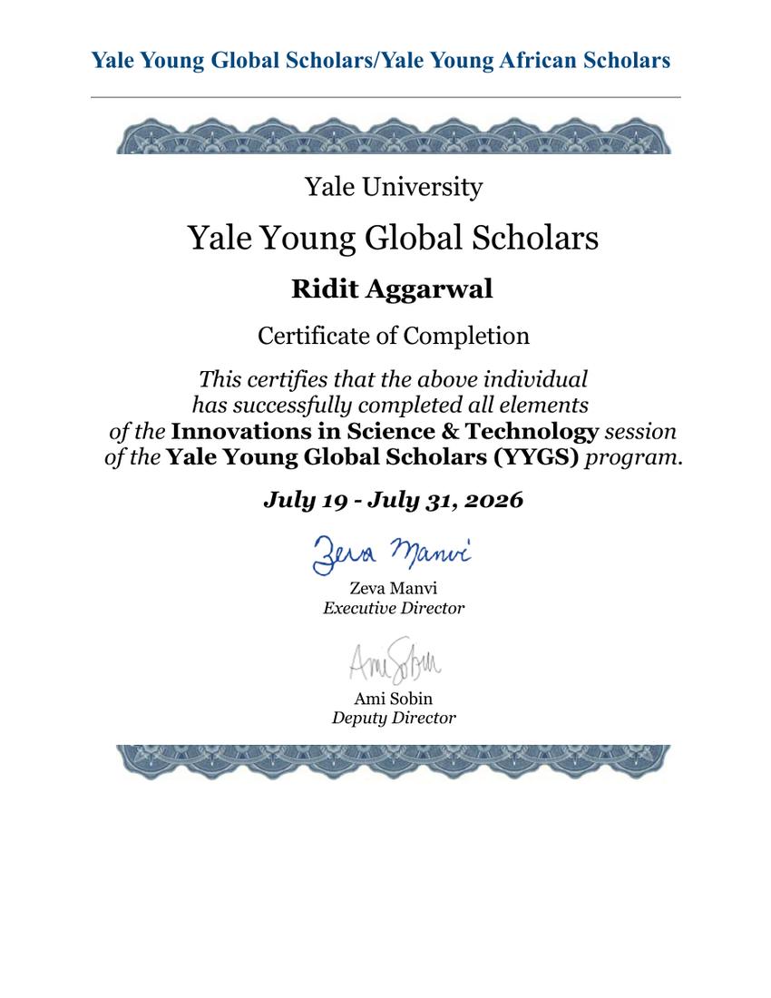 YYGS certificate